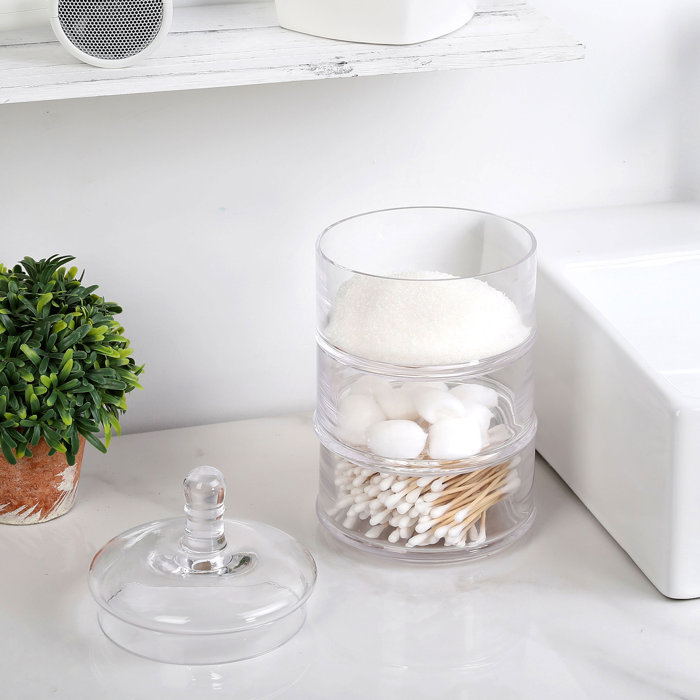 Winston Porter Demorion 3 Stacking Bathroom Storage Jar Set Wayfair